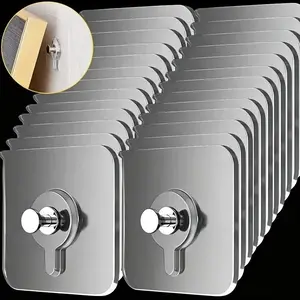 Self-Adhesive Hook, Strong Adhesive Picture Frame Nails Hooks, Transparent Seamless Wall Hangers, Hanging Clock Wall Sticker Holder, Iron Organizer, Pack