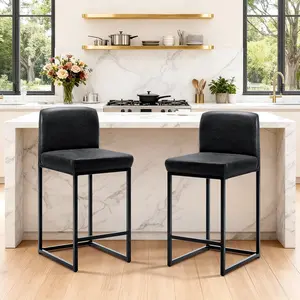 Modern Pu Leather Bar Stools With Backrest, Comfortable Upholstered Home Bar Stool Chair Modern Pu Leather Bar Stools With Backrest, Comfortable Upholstered Home Bar Stool Chair