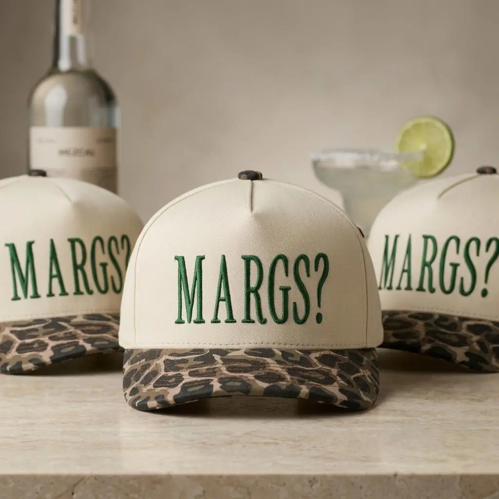 Trucker Hat Margs Margarita Embroidered Baseball Cap Retro Leopard Print Hat Women Bachelorette Vacation Gift Summer Beach Hat Party Gift