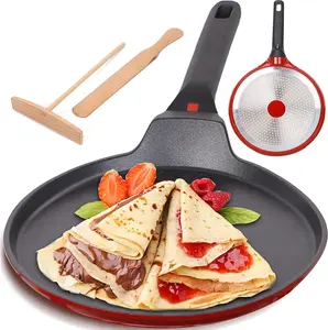 DIIG Non Stick Crepe Pan 11 Inch with Spreader Spatula, No Stick Pancake Pan for Cooking, Griddle for Frying Egg, Steak, Crepe Cake, Omelette Pan with Induction Bottom