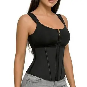 Waist Shapewear For Women Full Body Fajacolombiana Postparto Girdle Workout Plus Size Adjustable Shoulder Strap Fajas Colombianas Tummy Control Full-Figure faja wear Shaper with Zipper Crotch double layer crop top Compression Shorts corset