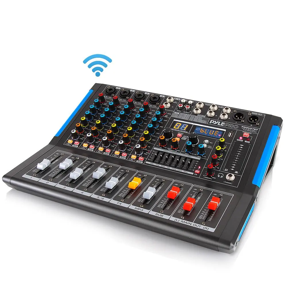 6-Channel Bluetooth Studio Mixer | Pro Audio DJ Mixing Console with 16 DSP Effects - 7-Band EQ USB Input/Recording, +48V Phantom Power, Bluetooth Wireless Receiver, Multi-Channel Audio Interface for Studio & Live Sound