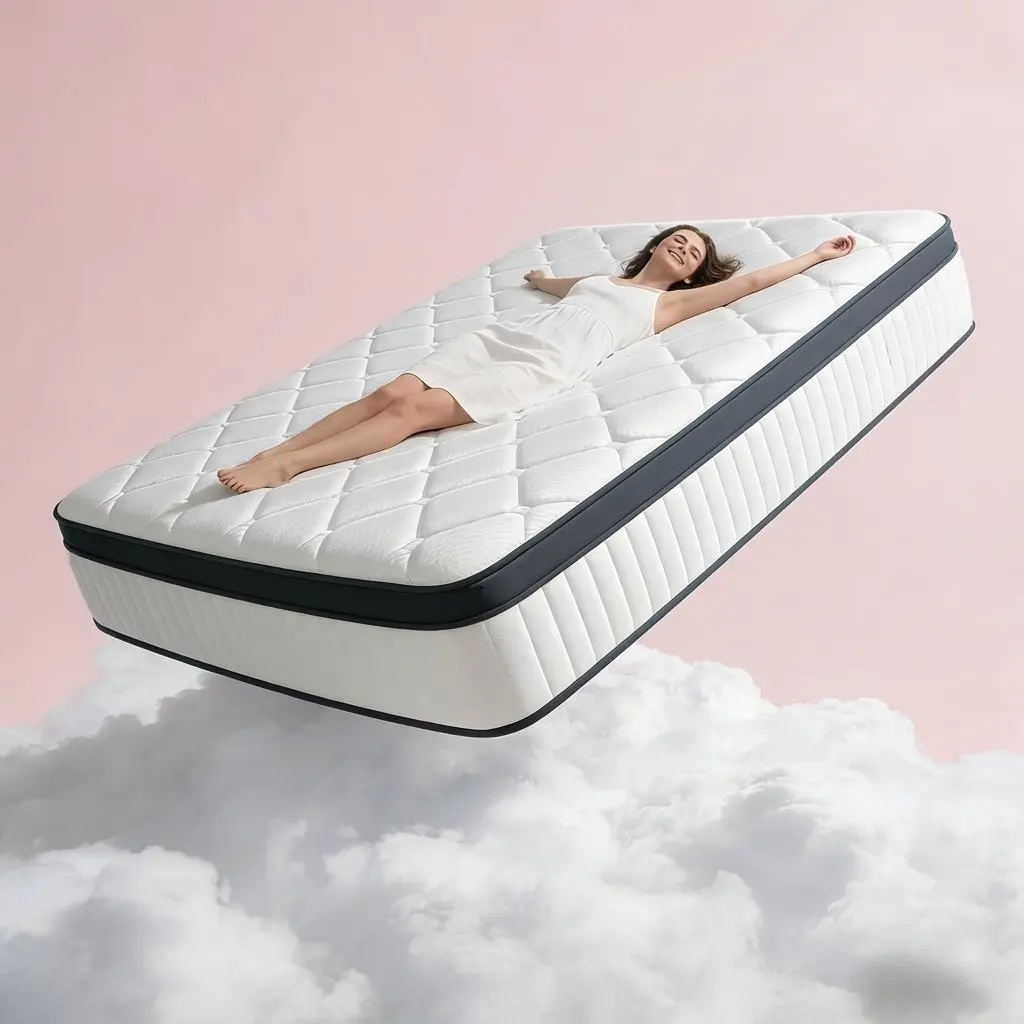 【Summer Sale Deals】Medium Firm Hybrid Cotton White Boxed Queen Size Mattress - 12/14in, Temperature Neutral, Ergonomic, for Adults & Home, 365 Night Trial, Mattress Queen Size, Memory Foam