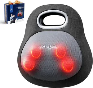 Bob and Brad EZBack Go Back Massager with Heat and 4D Kneading Shiatsu,  3-in-1 Portable Neck Massage Pillow for Back Shoulder Pain Relief, Ultra-Quiet Deep Tissue Neck Machine with Handle for Muscle Relaxation Office Home, Idea Gift