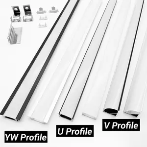Aluminum LED Strip Channel System Kit, Modern Semi-embedded Design LED Strip Channel Kit with Dust Cover, Home Decor for Cabinet Closet Staircase, Led Strip Light, Led Lights Strips