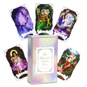 Dream Mermaid Tarot Cards Set, Enchanting Portable Mermaid Theme Divination Tool Deck, 78 Cards for Fortune-Telling, Future Predictions & Spiritual Guidance, Ideal Gift for Ages 14+