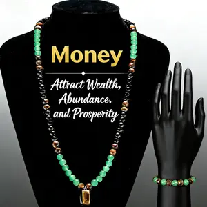 Money Attraction Bracelet and Money Attraction Necklace, Anniversary, Vacation &Theme Parties Jewelry Charms Abundance Crystal bracelet, Long Chain, perfect gift for Men and Women,Crystal Protection Jewelry for Wealth Abundance