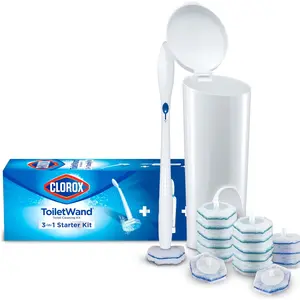 Clorox Toiletwand Disposable Toilet Cleaning System - Toiletwand, Storage Caddy and 16 Disinfecting Toiletwand Refill Heads (Package May Vary) Clorox