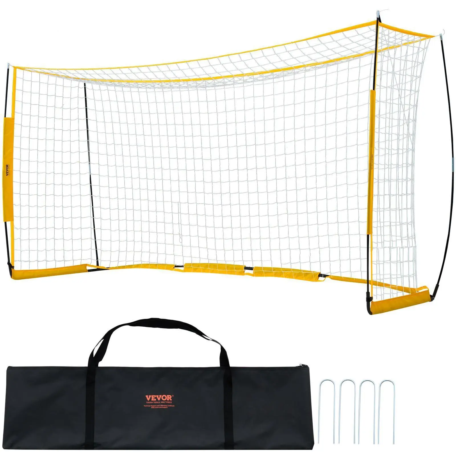 【Summerfinds】VEVOR Portable Soccer Goal, 12x6 ft Adults Kids Backyard Soccer Net, Large Practice Soccer Net, Steel Fiberglass Structure Training Goal Set, All-Weather Outdoor Soccer Goals with Carry Bag, Yellow