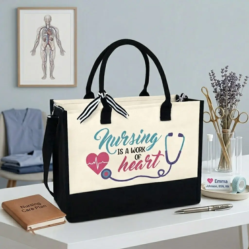 NATIONAL NURSES WEEK – Nursing Tote Bag,  Nursing Gift, Xmas Gift for Nurse, Medical Tote Bag, Canvas Tote with Zipper