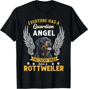 100% Cotton My Rottweiler Is A Guardian Angel Tee Gift Who Loves Pets T-Shirt