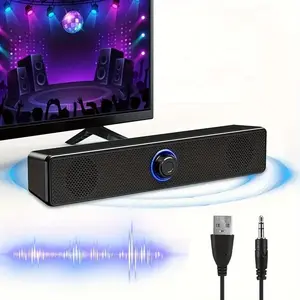 Sound Bar for Computer & TV, Wired Subwoofer Speaker with LED Light, Stereo Sound Bar for Laptop & Home Theater, Audio, PC Gaming Speakers
