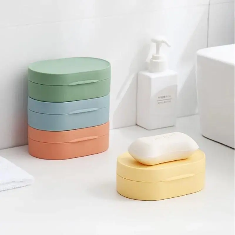 Round /Oval Travel Soap Box Portable Soap Dishes Tray With Lid Waterproof Sealed Soap Container For Bathroom Shower
