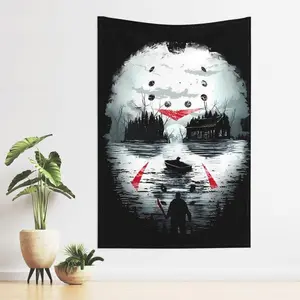 Jason Voorhees Rectangular Wall Tapestry, 30in x 40in Fluffy Spooky Horror Movie Decor, Bedroom Aesthetic Home Wall Flag