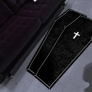 Gothic Coffin Cross Rug, Halloween Home Decor Carpet, Reflective Fabric, Durable Short Pile, Easy to Clean, Suitable for Living Room Bedroom