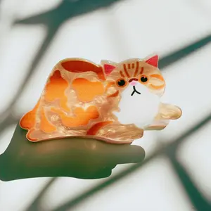 Velvet Claws Mini Orange Cat Hair Claw | Claw Clip Acetate Material Lightweight Strong Hold 2.75" Long Hair Jaw Hair Crocodile Pince