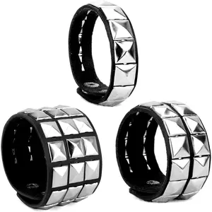 Punk-Inspired Studded Bracelet with Spiked Details Perfect for Emo Goth Gothic Aesthetics Unisex Artificial Leather & Alloy Construction