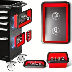 Set of 3 Magnetic Storage Boxes Set of 3 Rectangular Silicone Plates, Foldable Magnetic Part Trays, Magnetic Storage Trays