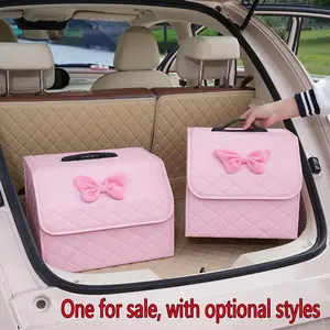 Car Trunk Storage Box, Foldable Car Storage Box with Bowknot Design, Multifunctional Car Organizer, Car Storage Organizers, Car Interior Accessories for Women & Girls, Car Organization Supplies