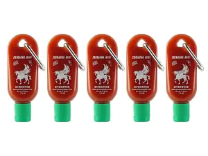 Sriracha Mini Hot Sauce Keychain Bottle 5-Pack, 1oz (Sauce Not Included)