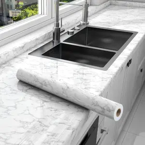 Self-Adhesive Vinyl Marble Contact Paper Roll for Kitchen Countertops Living Room Bathroom Walls Waterproof Easy Install DIY Decorative Peel and Stick Wallpaper