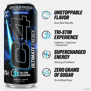 C4 Performance Energy x Jolly Rancher Watermelon 200mg Caffeine Zero Sugar Pre-Workout 4-Pack Variety Energy Boost for Gym Gaming Beverage Sport Drink