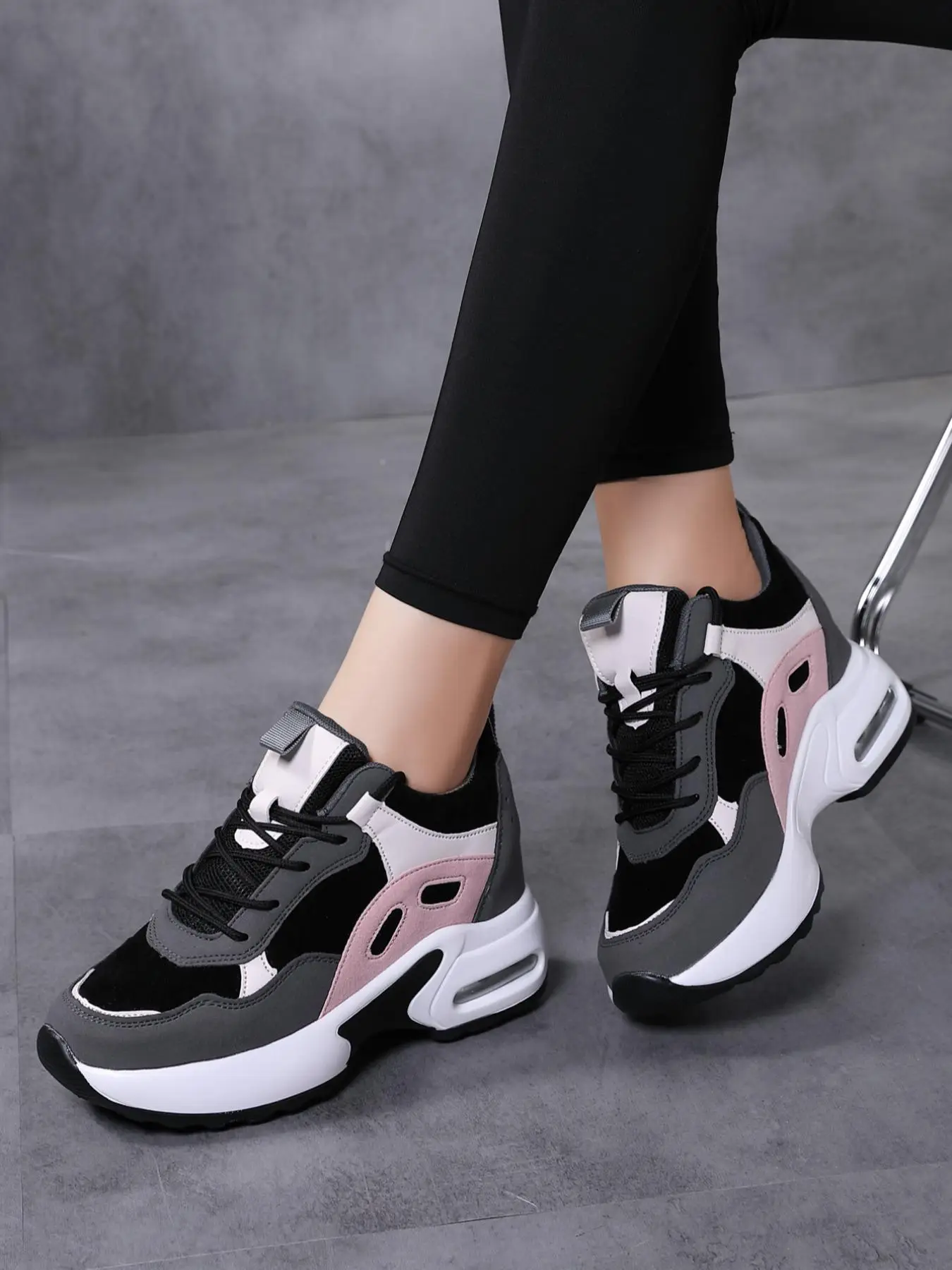 Trainers for Women, Fashion Colorblock Lace Up Low Top Sneakers, Casual Comfortable Sports Running Shoes, Women's Sneakers for Fall Outfits & Fall Fre