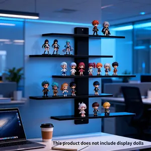 Adjustable Wall Mount Display Shelf, Five-Tier Design, Modern Home Decor Storage Rack, Suitable for Cosmetics, Figurines, Dolls, Toys