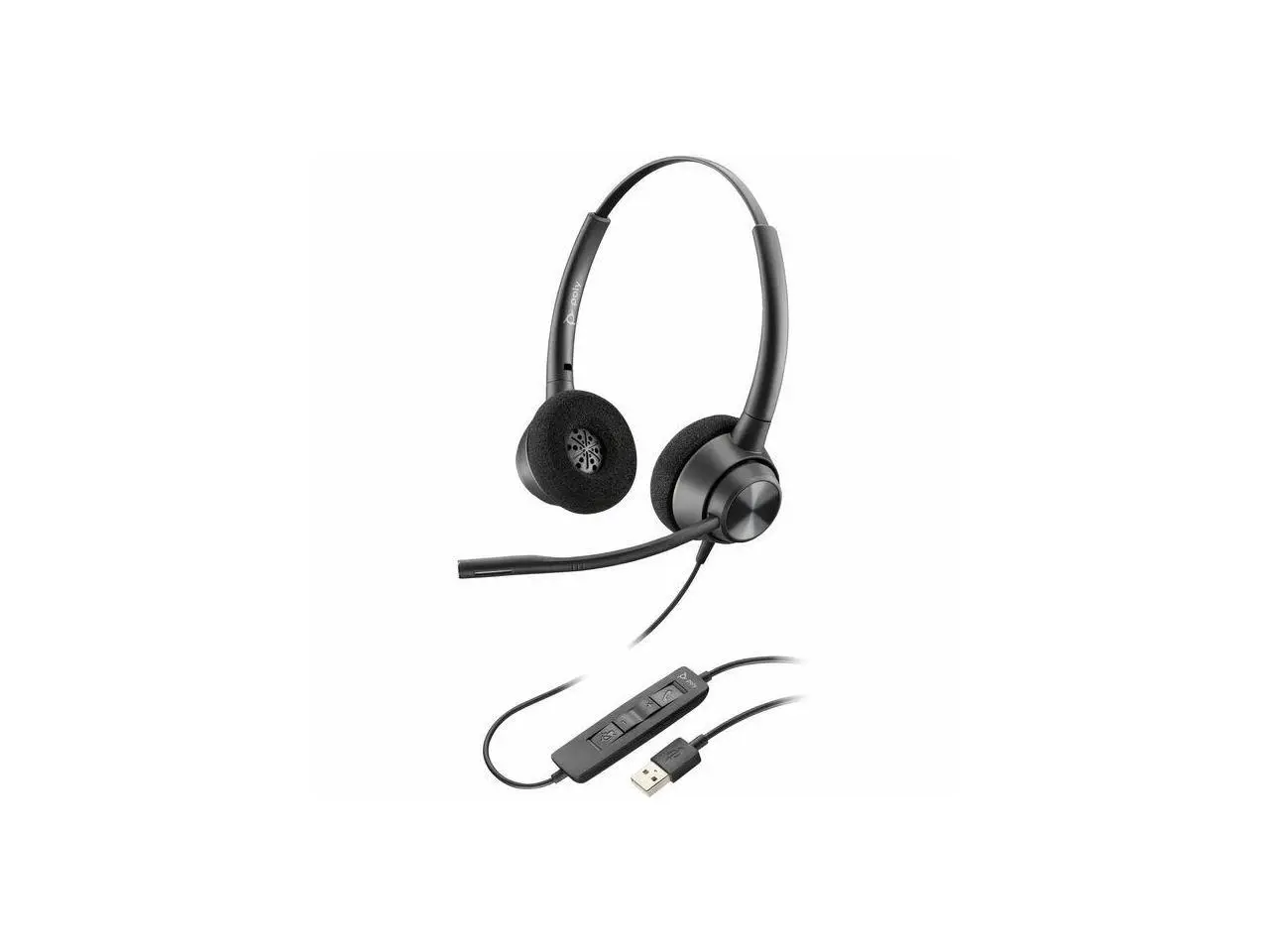 Poly EncorePro 310 Headset - Microsoft Teams Certification - Stereo - USB Type A - Wired - 32 Ohm - 50 Hz - 8 kHz - On-ear - Binaural - Ear-cup - Noise Cancelling, Uni-directional Microphone - Noise C