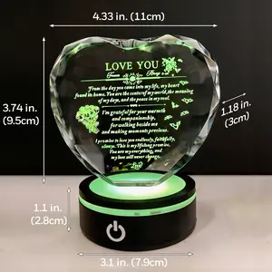 K9 crystal with a colorful LED base - a gift for girlfriend or wife, romantic wedding anniversary, 'I love you' gift for her, best creative birthday gift for wife, crystal keepsake for my wife, gift from husband, proposal gift
