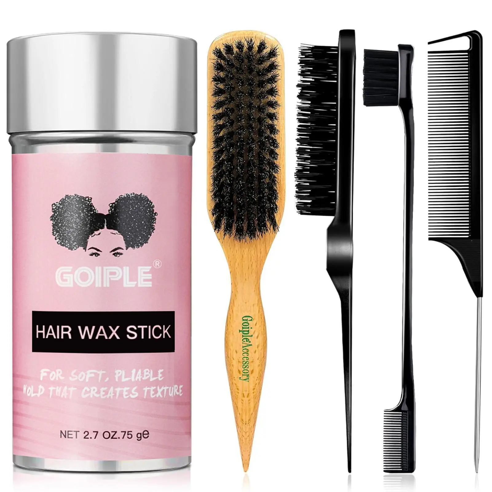 Goiple 4-Count 75g Travel-Friendly Hair Wax Stick Set - Female Flake Free Haircare, Edge Slick Pomade, Fly Away Tamer, 0 Crunch, Natural Hold Gel, Smooth Frizz, Works on All Hair Types