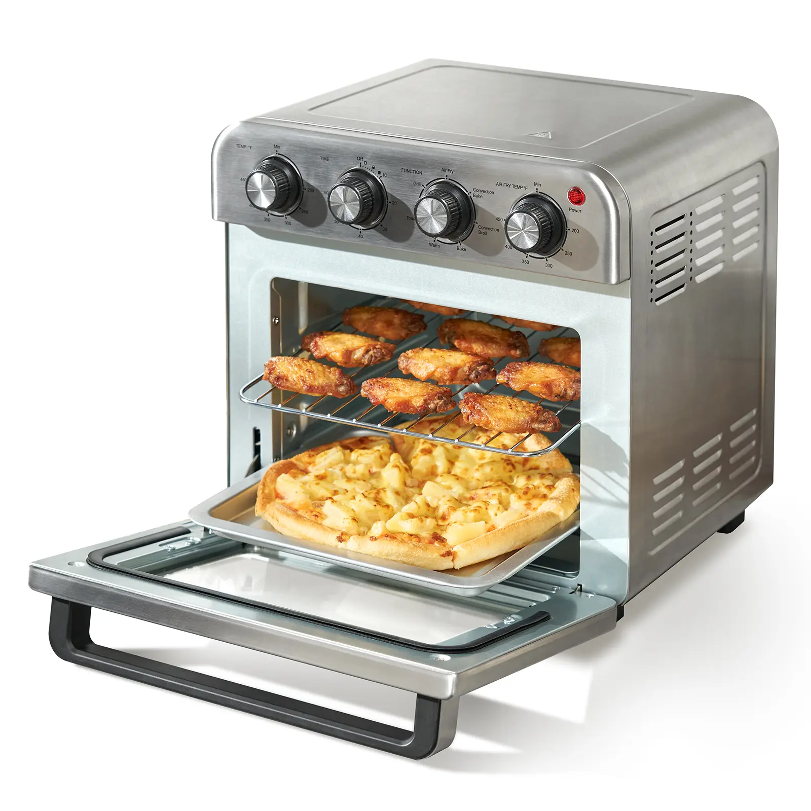 【summerfinds】VEVOR 7-IN-1 Air Fryer Toaster Oven, 18L Convection Oven, 1700W Stainless Steel Toaster Ovens Countertop Combo with Grill, Pizza Pan, Gloves, 6 Slices Toast, 12-inch Pizza, Home and Commercial Use