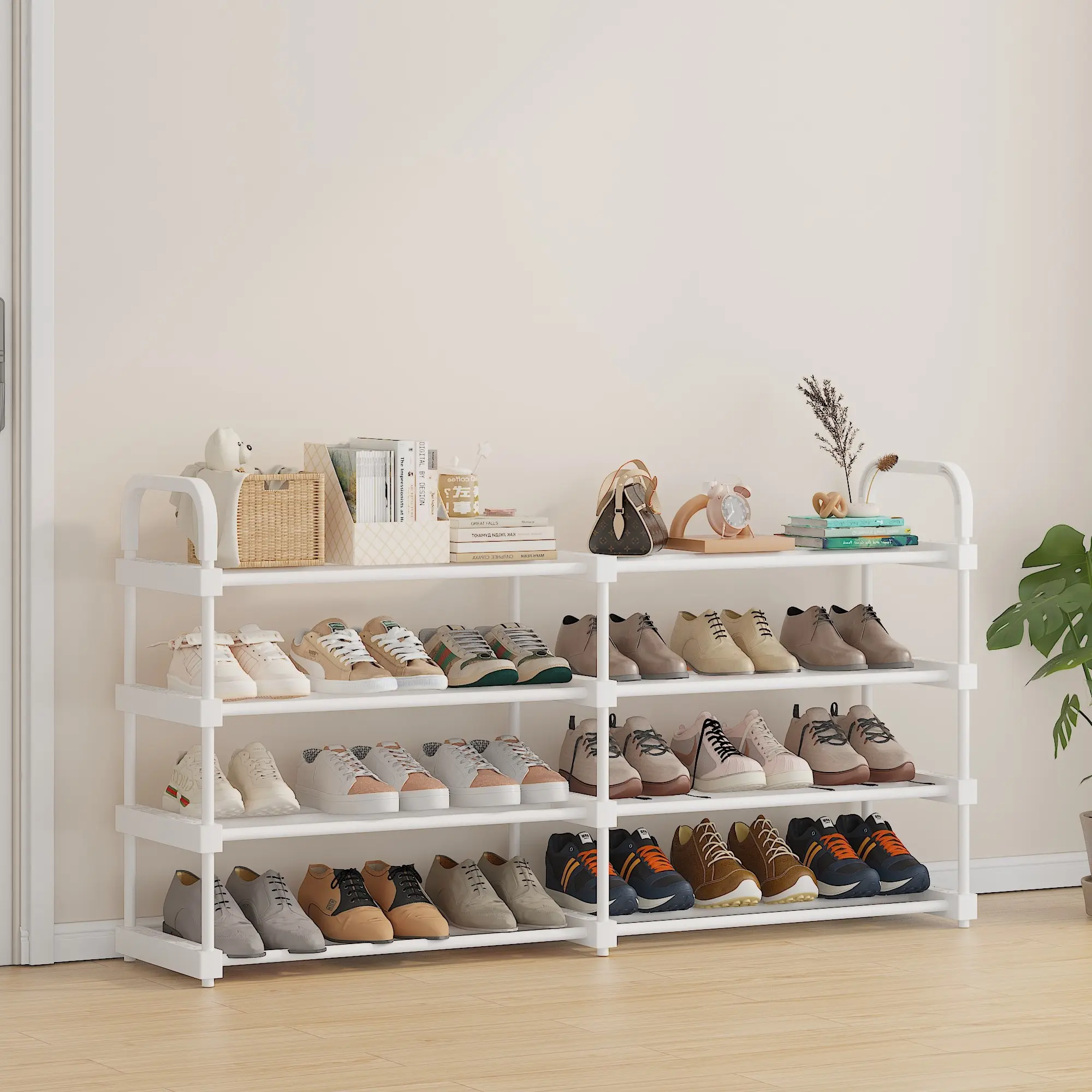 Sturdy Multi-Layer Shoe Rack, Reinforced Wide Design, Space-Saving Organizer for Entryway, Living Room, Bedroom, Dormitory, Fashionable Home Storage Solution