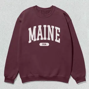 Maine Sweatshirt – Faded Crewneck, Unisex Collegiate Pullover, Trendy State Sweatshirt