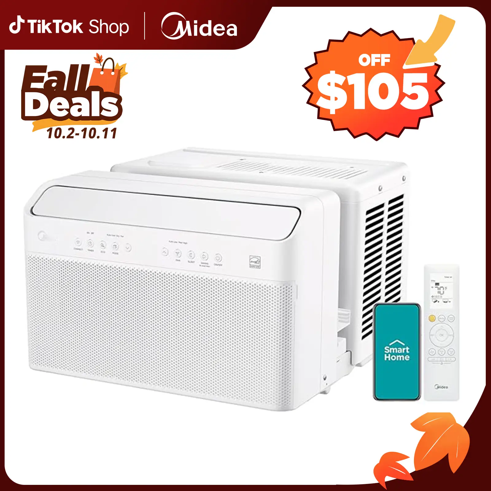 Midea 8K/10K/12K BTU U Shaped Smart Inverter New Window Air Conditioner, 2025 version, Cools up to 450 Sq. Ft.,Ultra Quiet with Open Window Flexibili