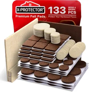 133 PCS Premium Furniture Pads - Felt Pads Furniture Feet - Protect Your Hardwood & Laminate Flooring! Brown and Beige