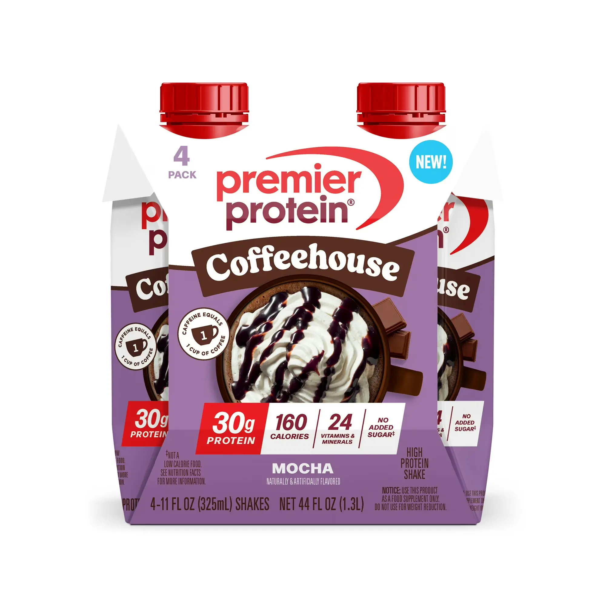 Premier Protein Shake Coffeehouse Mocha Flavor, 30g Protein, Ready-to-Drink Energy Beverage, 11 Fl Oz Bottles, 4 Count Pack