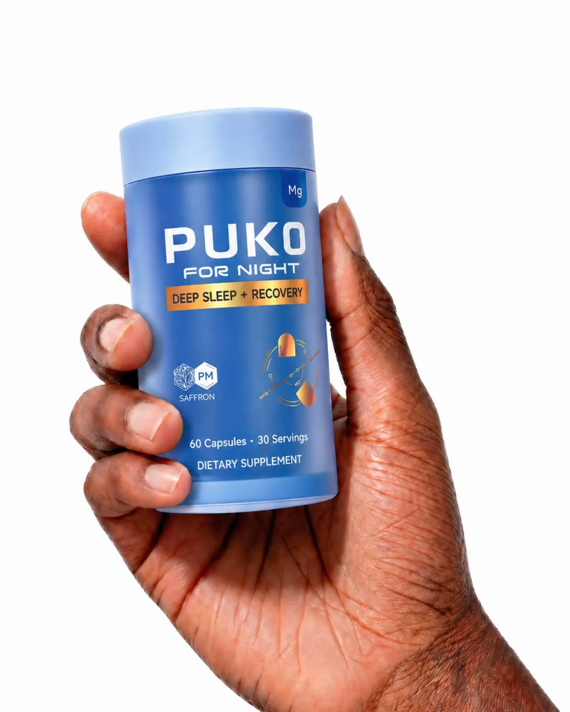 PUKO Night Recovery Capsules - Ashwagandha | Free Melatonin | Free Sleep Support Supplement with Magnesium Glycinate, Tart Cherry & Saffron - 60 Capsules
