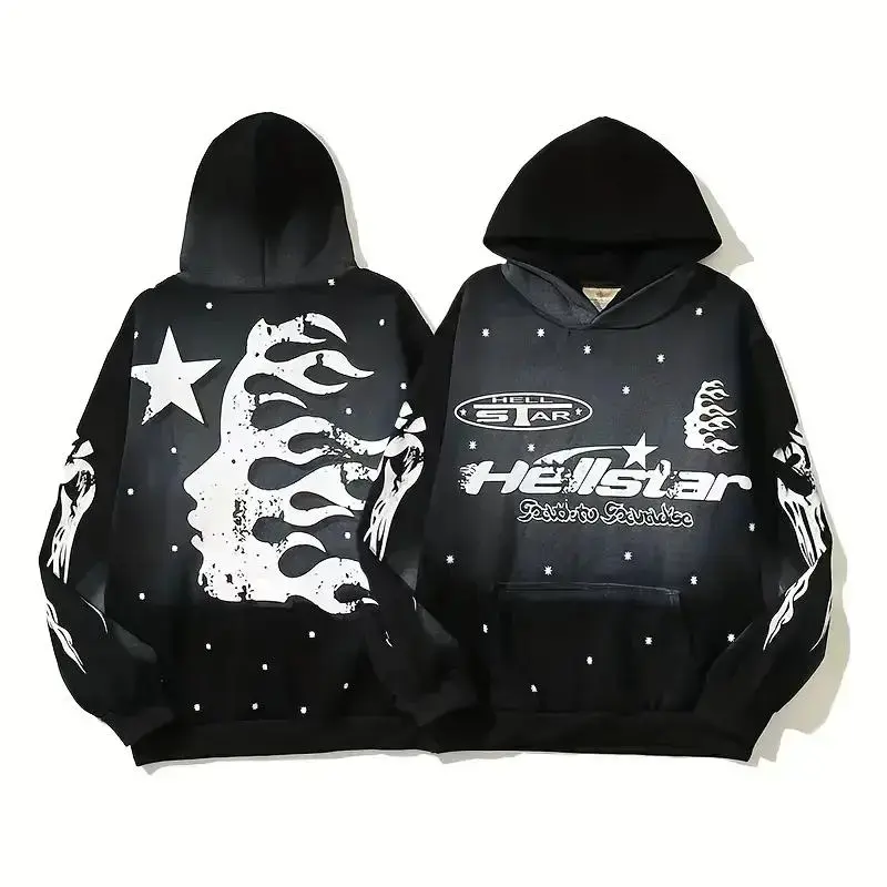 Hell Star Fashion Hoodie 2026 – Unisex Loose-Fit Long Sleeve Pullover, Warm Lightweight Breathable Streetwear Sportswear