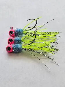 Monkey milk chartreuse crappie jigs