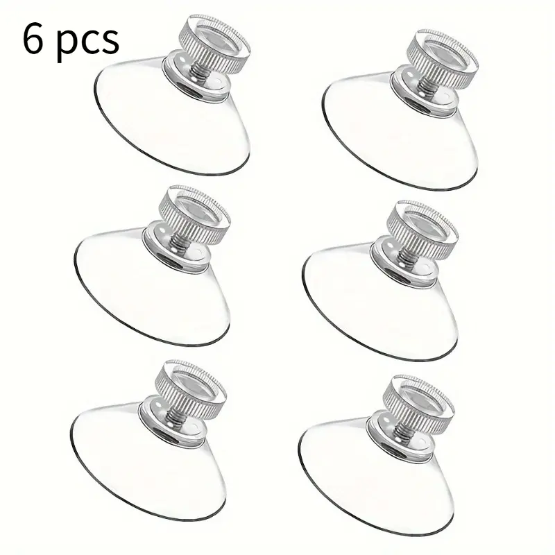 6pcs Extra Strong Suction Cup Glass Pads - Clear PVC Plastic Sucker Pads with Strong Adhesive - No Hooks Needed - Perfect for Glass, Mirrors, Bathroom, and More