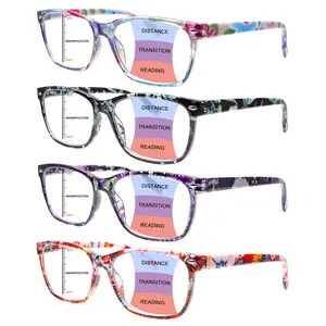 4 Pairs Progressive Multifocal Fashion Blue Light BlockingReading Glasses, Specially For Women. EquippedWith Three Levels of Visual Adjustment, And Spring HingeDesign To Fit Various Face Shapes. ldeal For EverydayReading And office Use. High Quality Eyewe