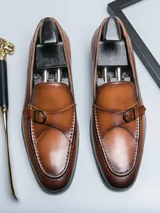 Men's Casual Fashion Plain Color Loafers, New Fashion PU Leather Flat Slip-on Shoes, Business Style Shoes for Daily Wear, Boy Footwear