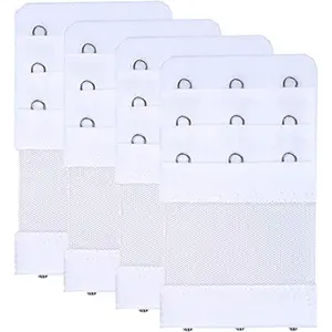 Bra Extender 3 Hooks 3 Rows Elastic Bra Band Hook Strap Extensions for Women, Pack of 4 Womenswear Accessories Comfortable Polyester