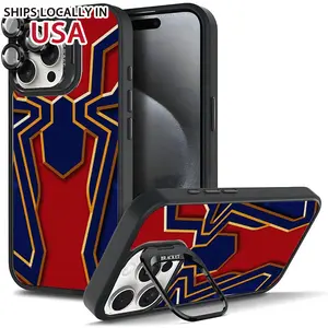 SpiderMan Pattern Magsafe Casing For iphone 16 15 14 13 12 11 PRO PLUS MAX Hard TPU Metal lens frame Film With Bracket Stand Gift Shockproof Protection Anti-Drop Protective Protector Phone Cases Shell Cover Magnetic Smartphone