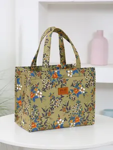 Floral Pattern, Large Capacity Portable Insulated Reusable Lunch Bag, Zipper Half Open Lunch Bag for Work, School, Travel, Picnic, Durable Insulated Bag, Lunch Bags Women