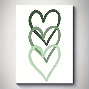 Abstract Heart Canvas Art | Sage Green Heart Wall Decoration | Solid Wood Frame | Suitable for multiple rooms | Vintage Classic Style | Ideal for living room, bedroom, kitchen, home office |   Indoor/outdoor use, room decoration