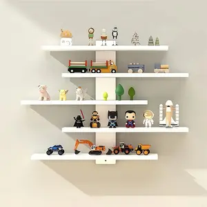 Adjustable Wall-Mounted Display Shelf, Five-Tier Design, Modern Home Decor Storage Rack, Suitable for Figurines, Dolls, Statues, Toys