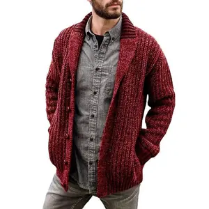 2025 Fall Winter Men Cardigan Solid Color Long Sleeve Slim Knit Sweater Coat Sweater Men