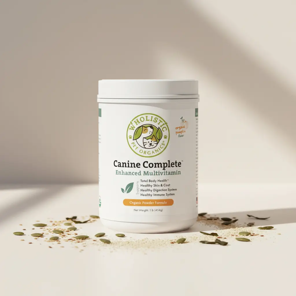 Wholistic Pet Organics Organic Pumpkin Canine Complete Enhanced Daily Multivitamin for Dogs Supplement overall wellness